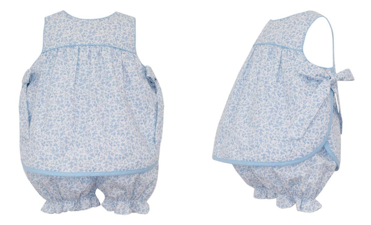 Blue Floral Apron Bloomer Set