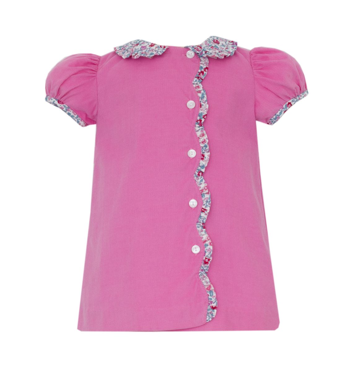 Pink Corduroy w/ Floral Ruffle Dress