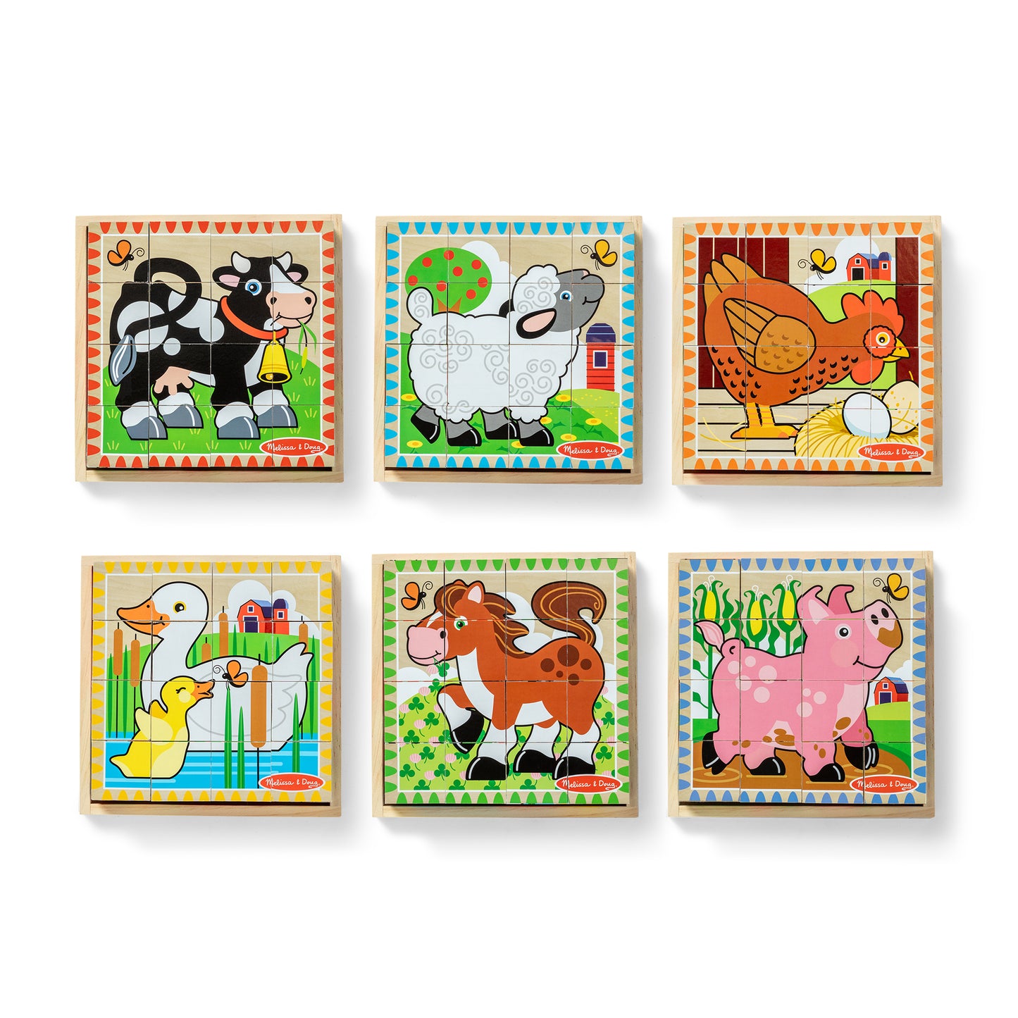 Wooden cube puzzle farm