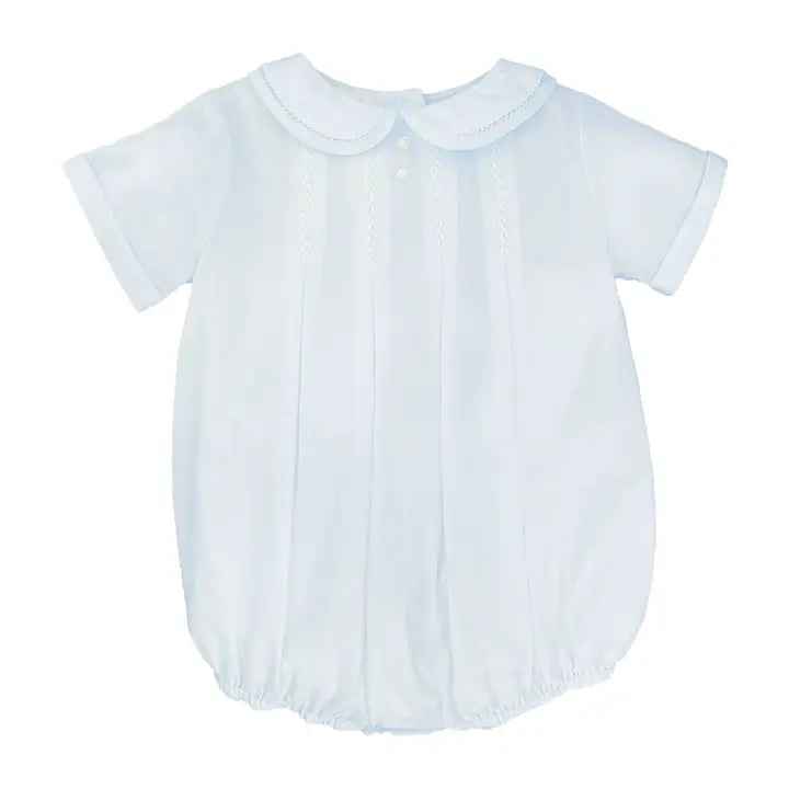 Blue Feather Stitch Romper w/Hat