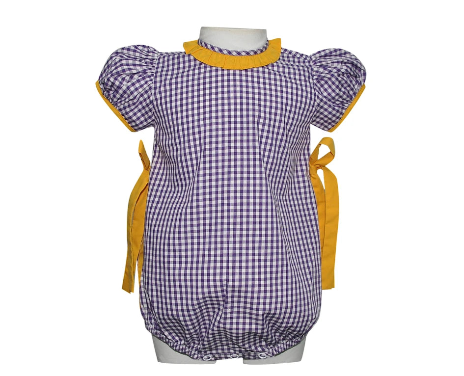 Purple/Gold Girl Gingham Bubble