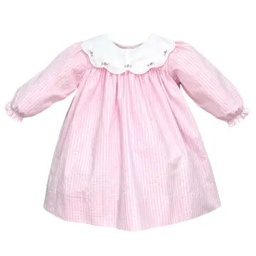 Flower Collar Windowpane Dress