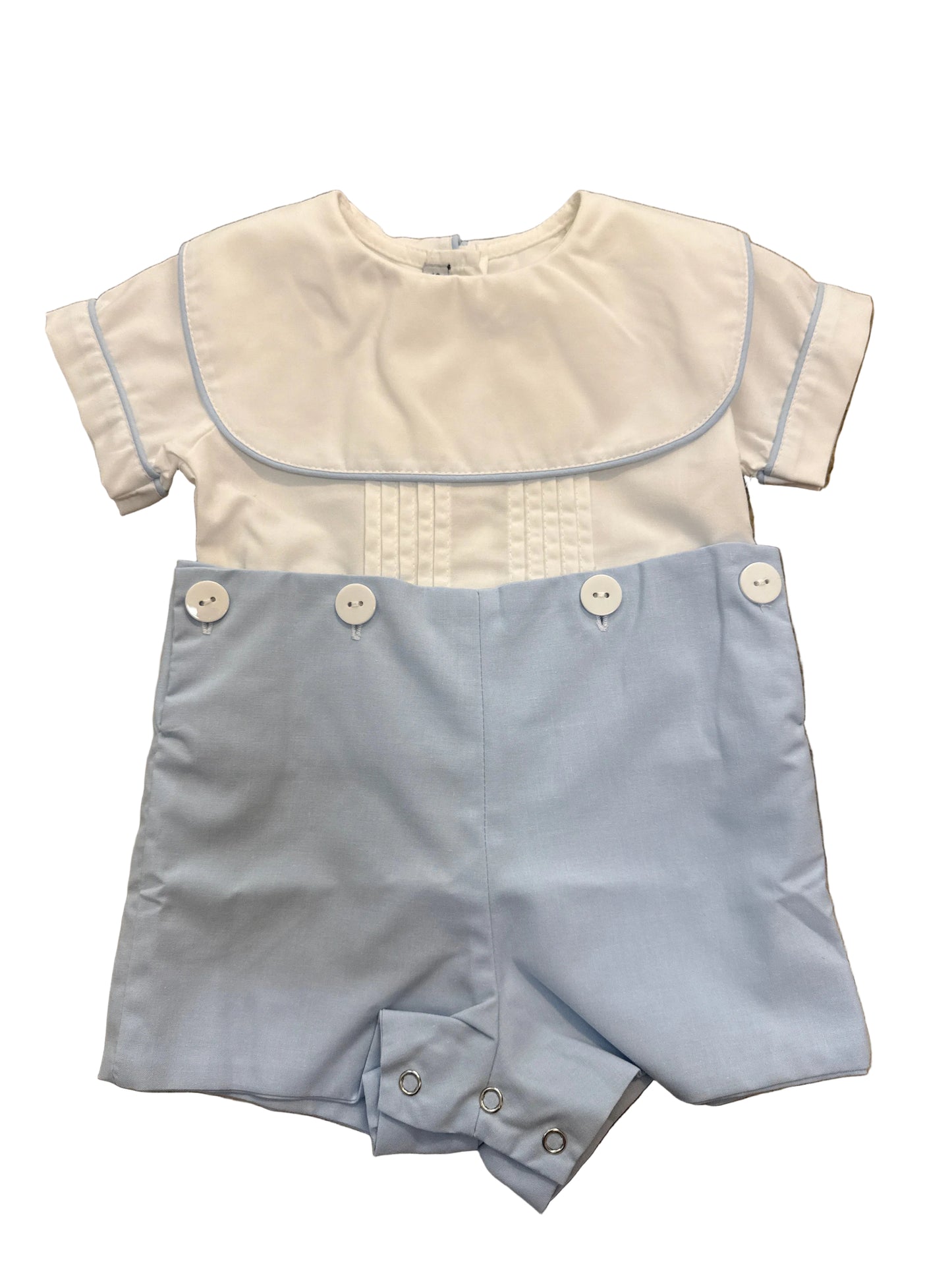 Blue/White Button on Short Set