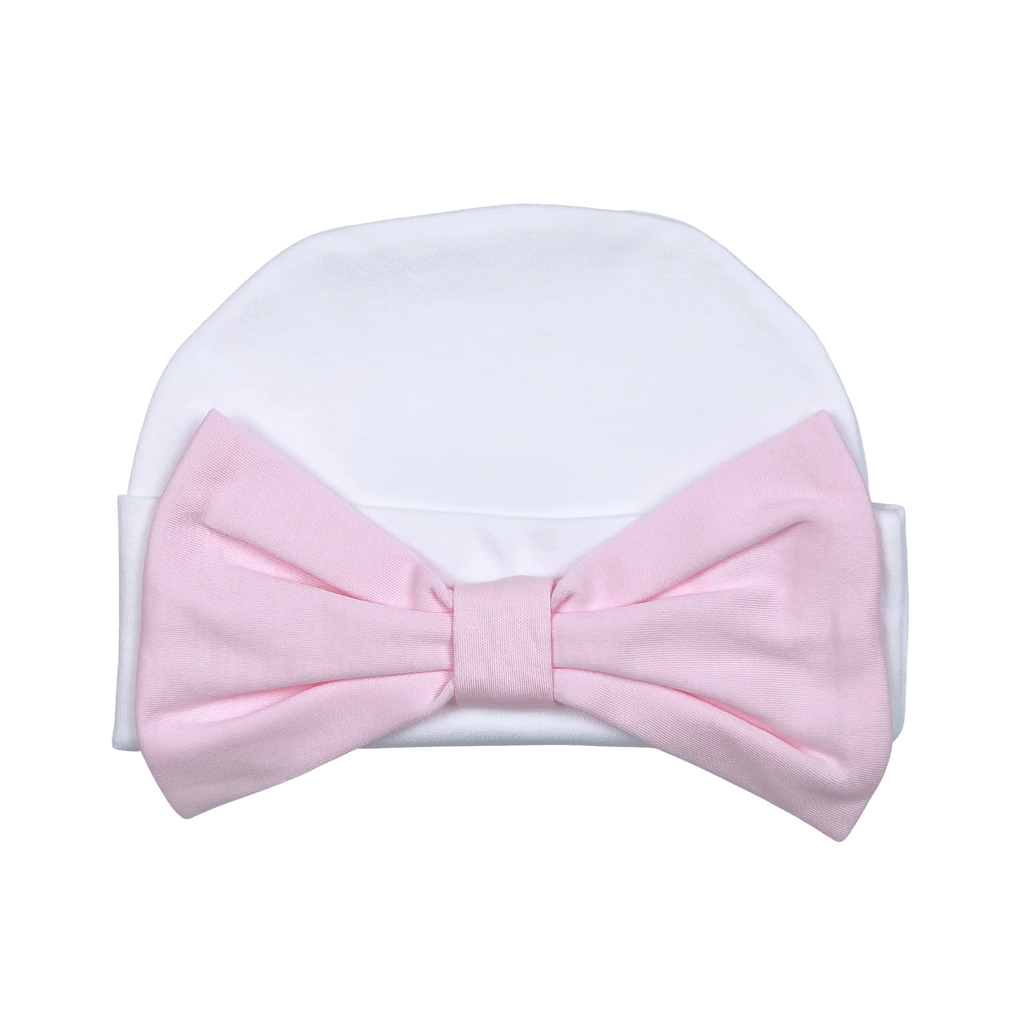 Pink Bow White Beanie