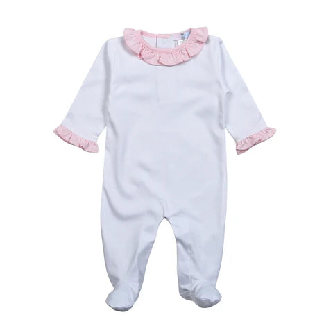 Lily White/Pink Ruffles Footie