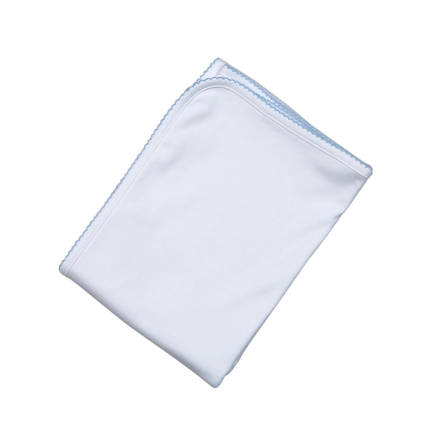 White Receiving Blanket Blue Trim