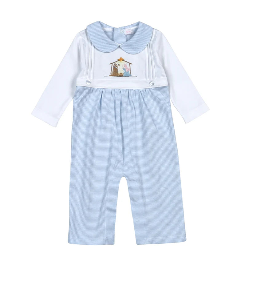 Blue Holy Night Emb. Romper