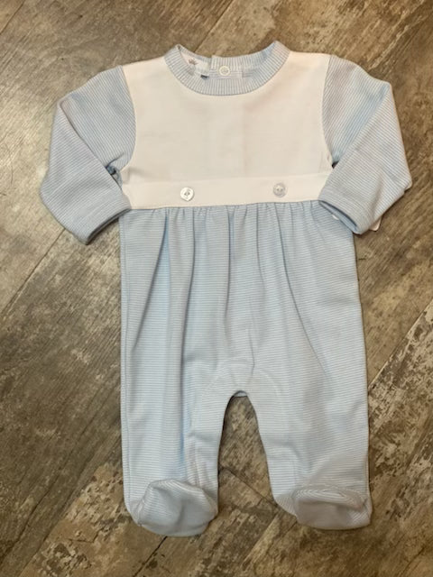 Blue Stripe Bib Footie-Pre
