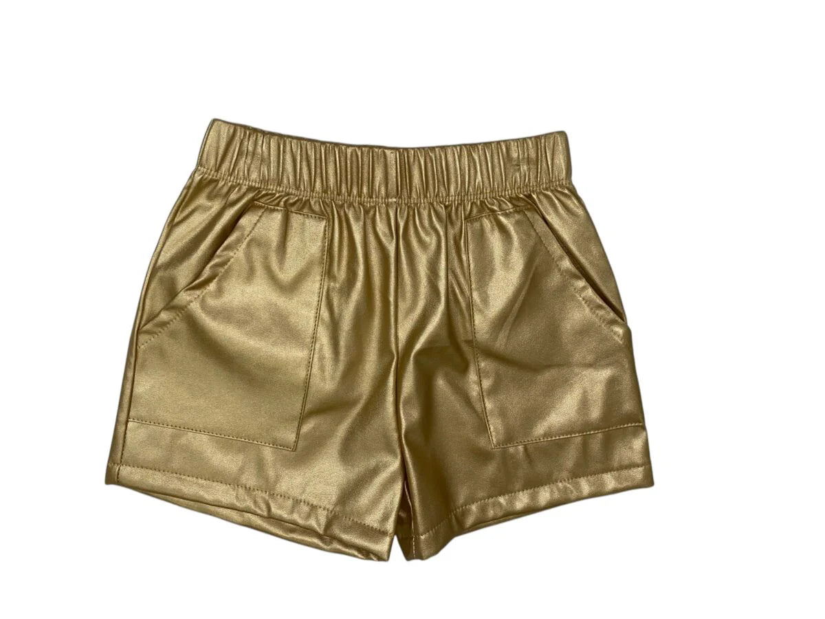 Faux Leather Gold Shorts
