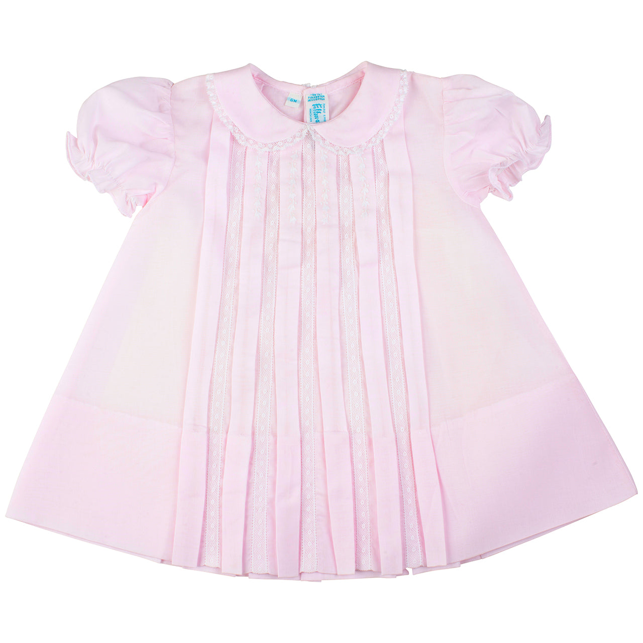 Pink Lace Inlay Pleated Dress (83216)