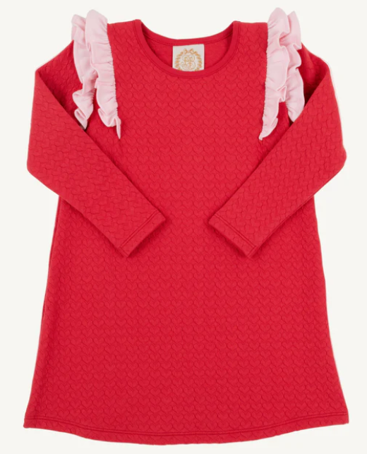 Ruehling Ruffle Dress Richmond Red/Palm Beach Pink