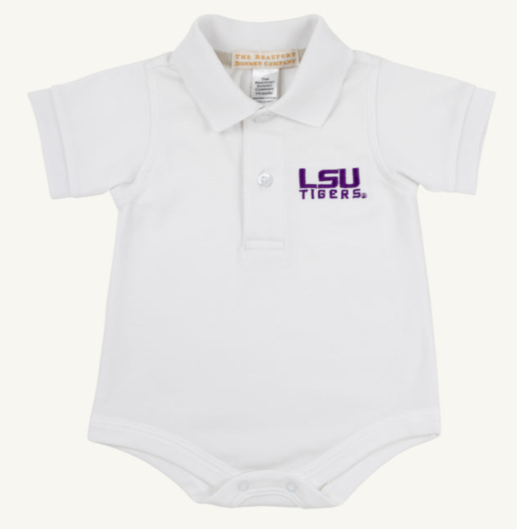 LSU White Polo Onesie