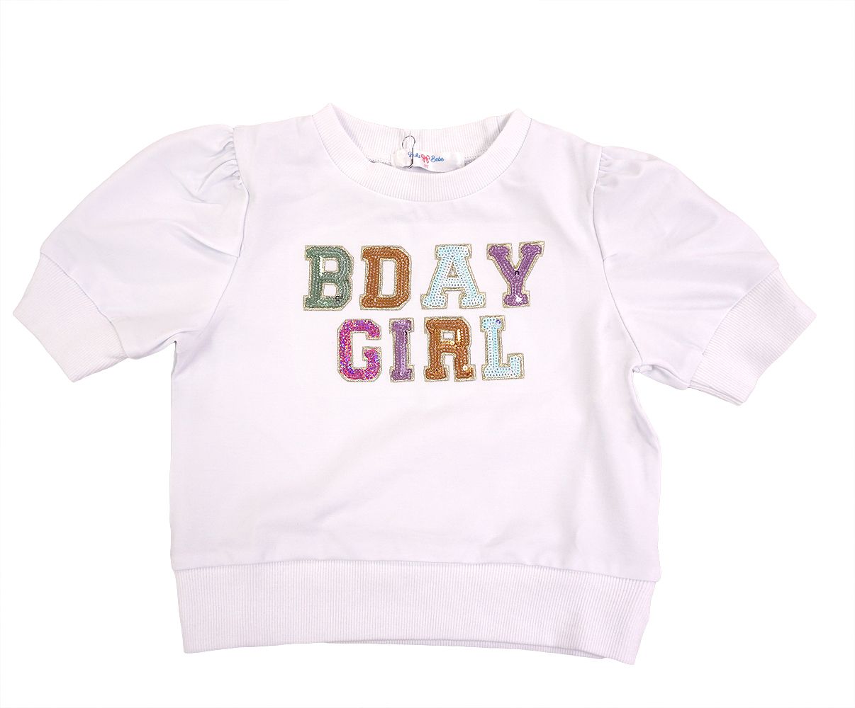 BDay Puff Sleeve Shirt White