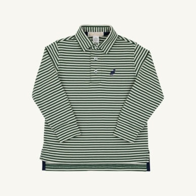 Grier Green Stripe Polo L/S