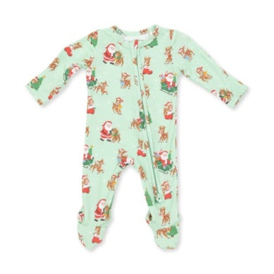 Reindeer & Santa 2way Zip Footie
