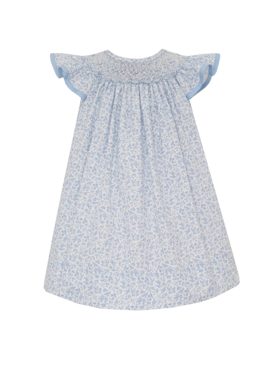 Blue Floral  Smk. Bishop Dress