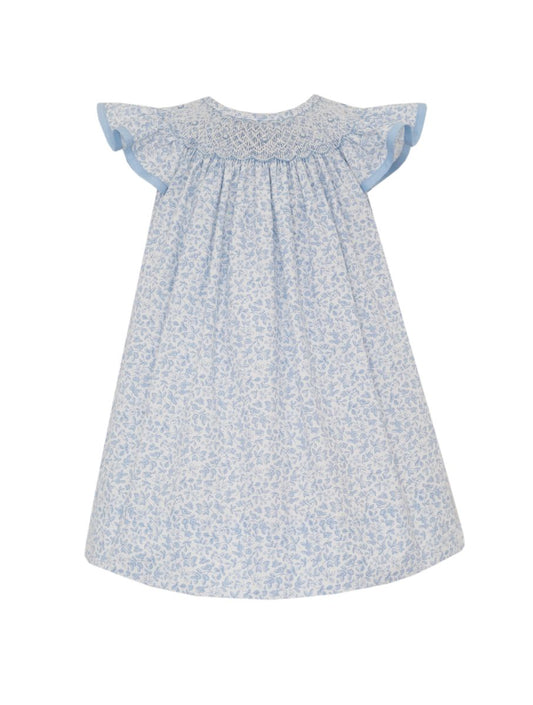 Blue Floral  Smk. Bishop Dress