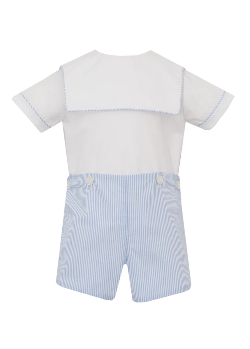 Blue Stripe Shorts w/White Shirt
