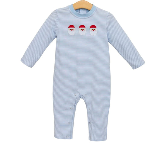 Santa Trio Romper Blue