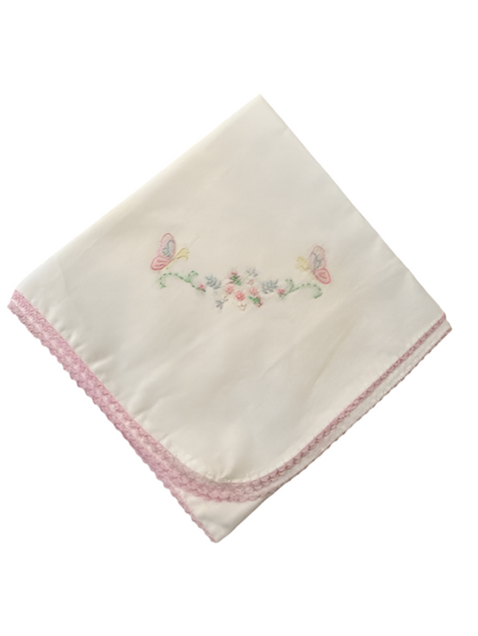 White Baby Blanket Butterflies