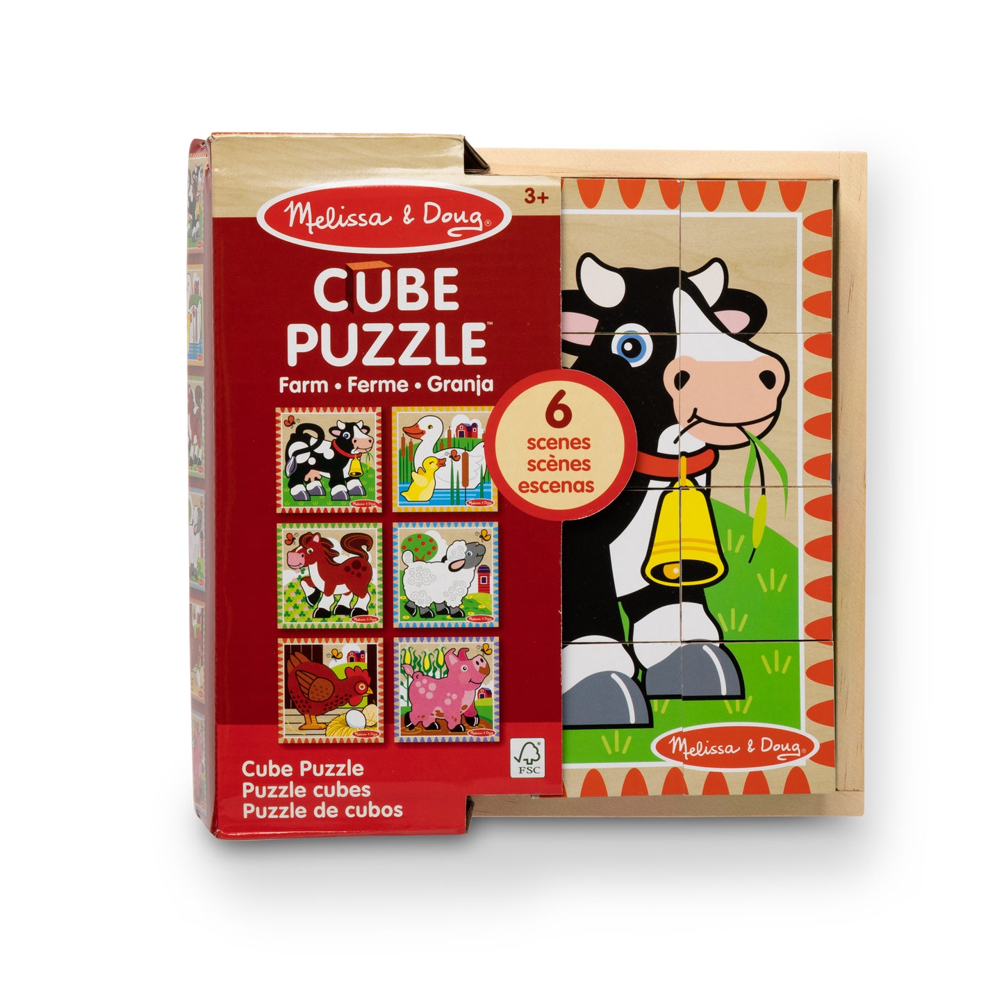 Wooden cube puzzle farm