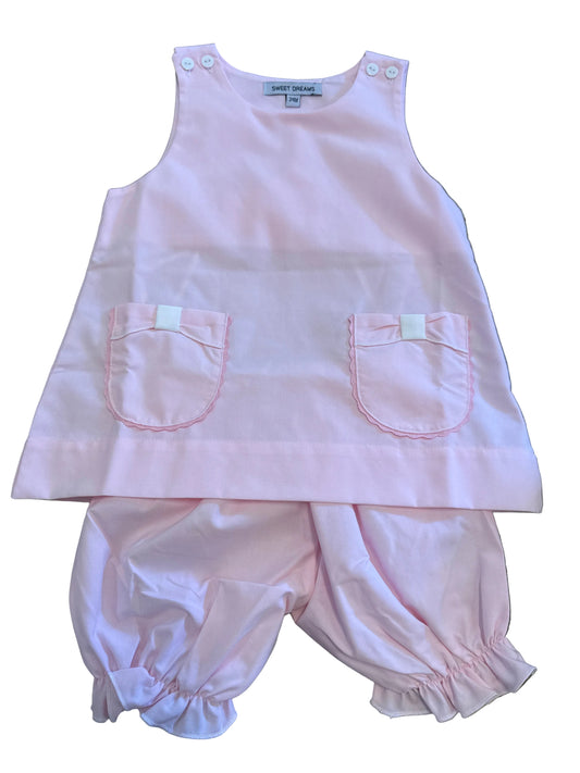 Pink Bow Pocket Bloomer Set