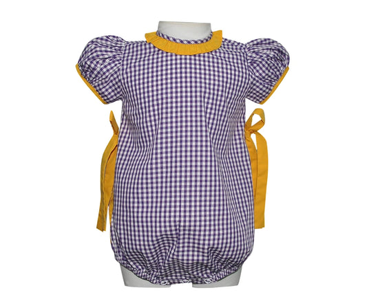 Purple/Gold Girl Gingham Bubble