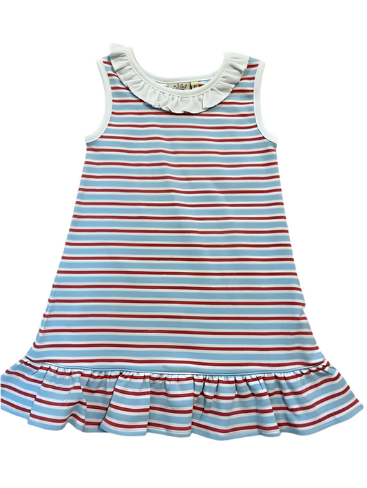 Blue/Salmon Stripe Dress