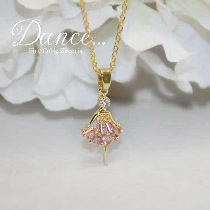 Pink CZ Ballerina necklace LG7
