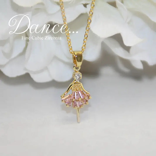 Pink CZ Ballerina necklace LG7