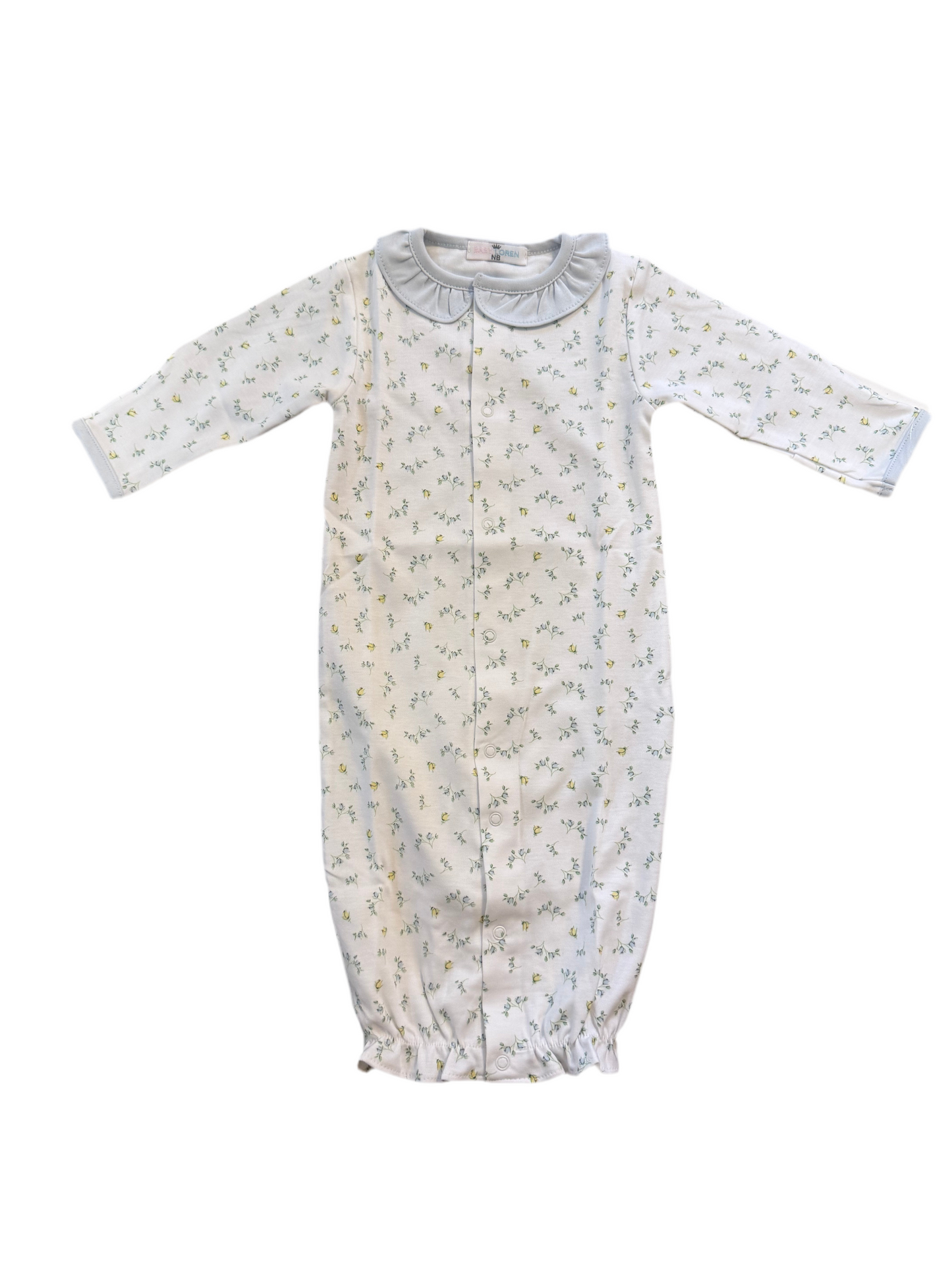 blue floral pima gown