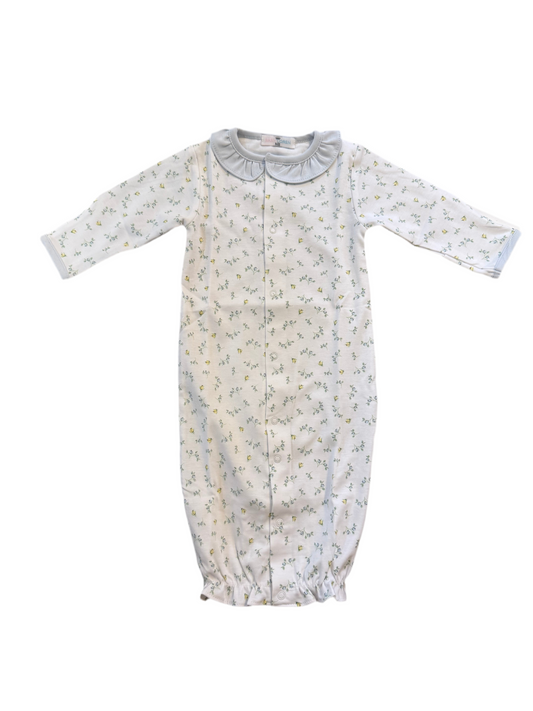 blue floral pima gown