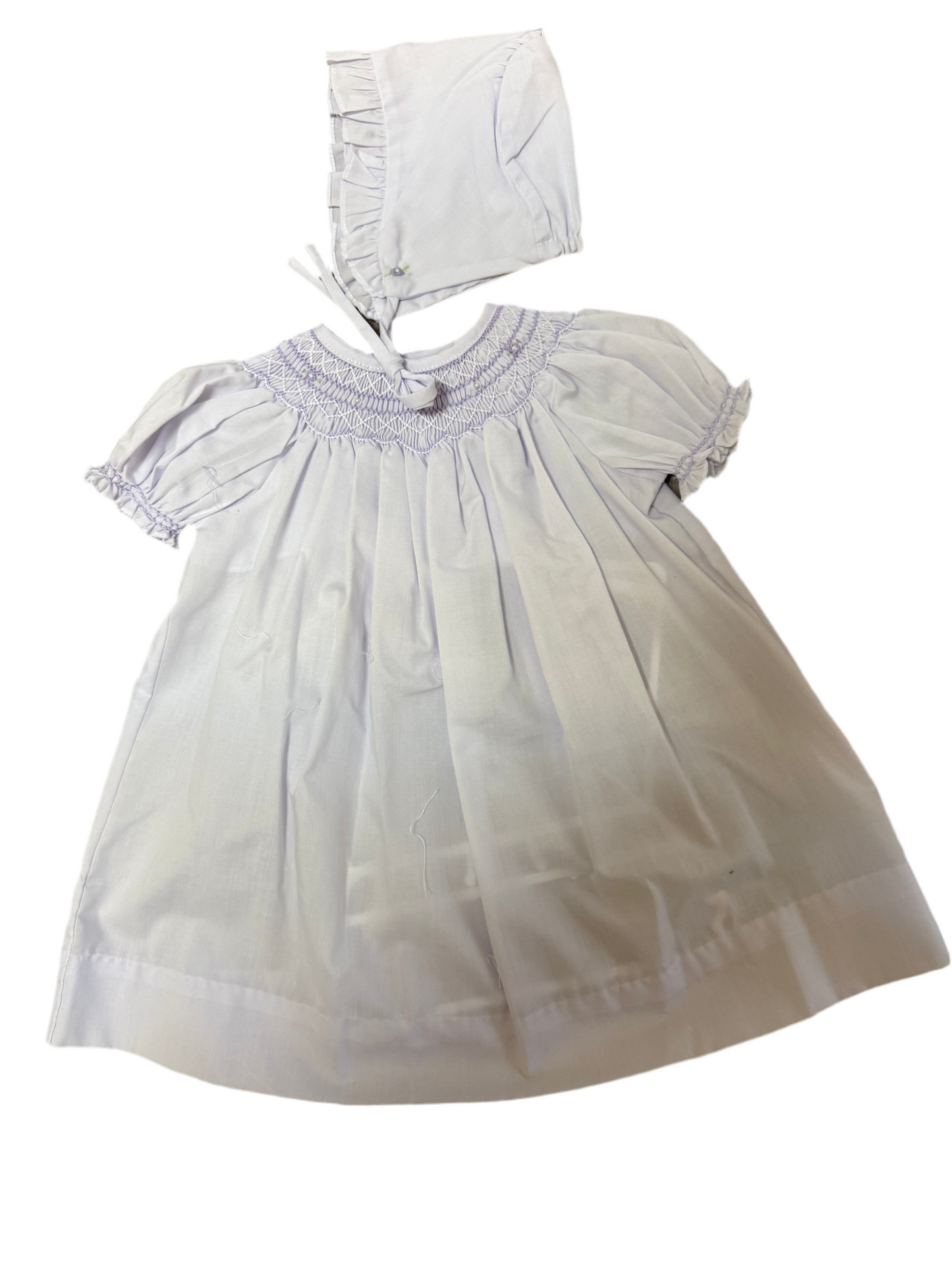 Lavender Smock Pearl Dress w/hat