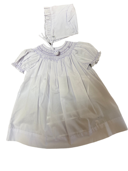Lavender Smock Pearl Dress w/hat