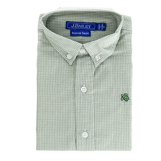 Celery microcheck button down shirt