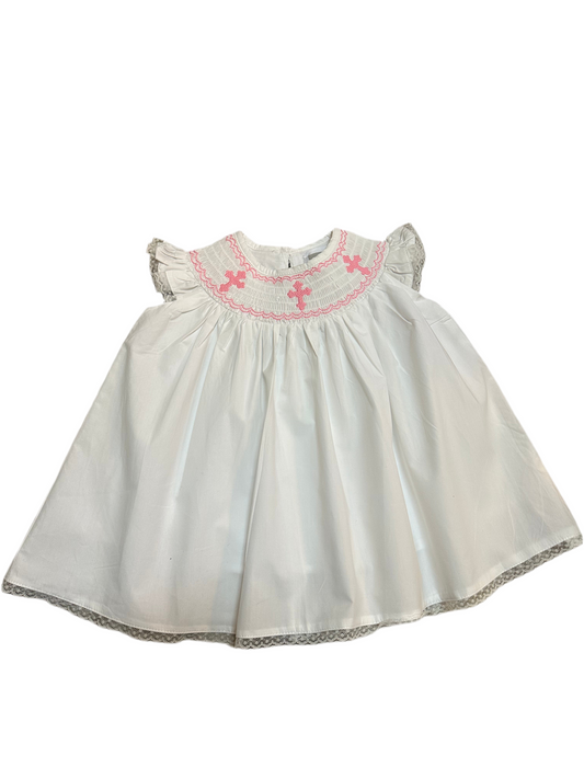 White dress w/pink smk cross