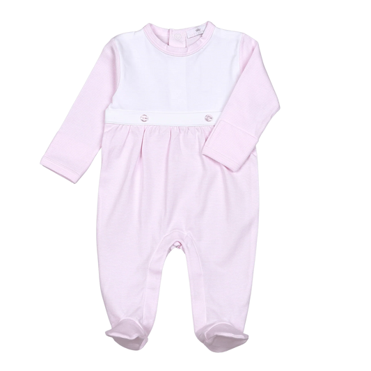 Pink Stripe Bib Footie