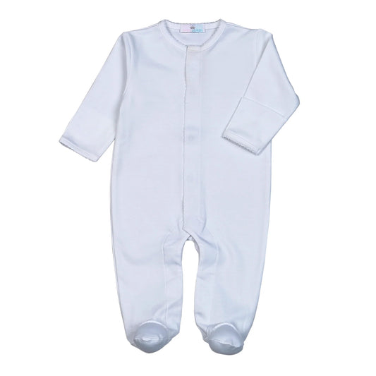 White Snap Footie White Picot  Trim