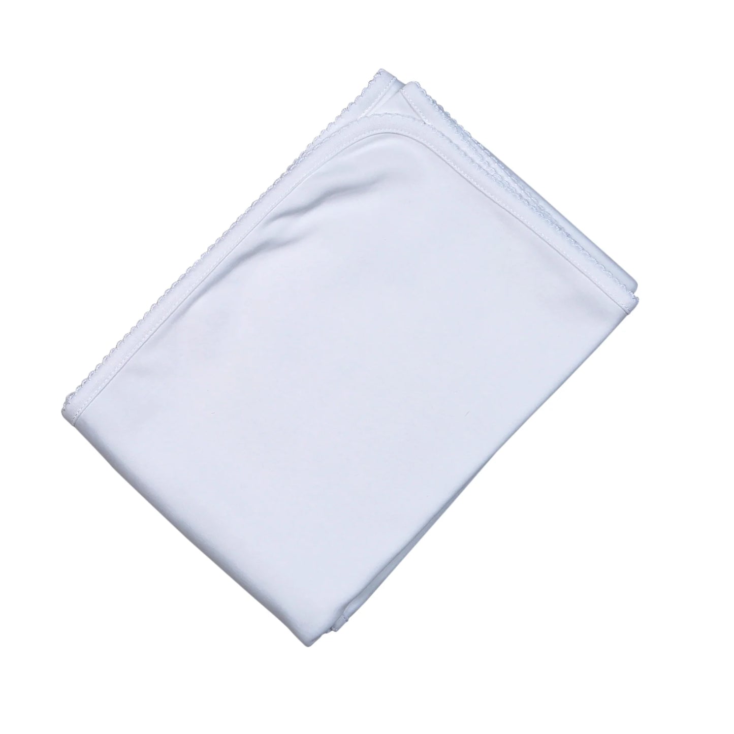 White Receiving Blanket White Trim