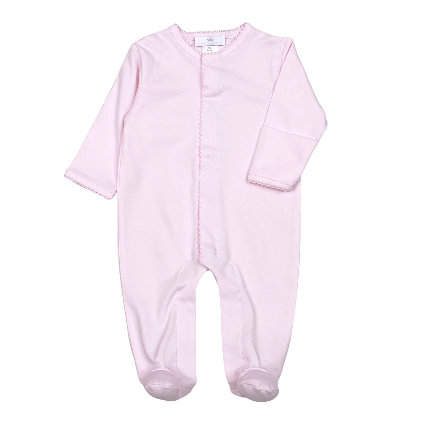 Pink Snap Footie Pink Picot Trim