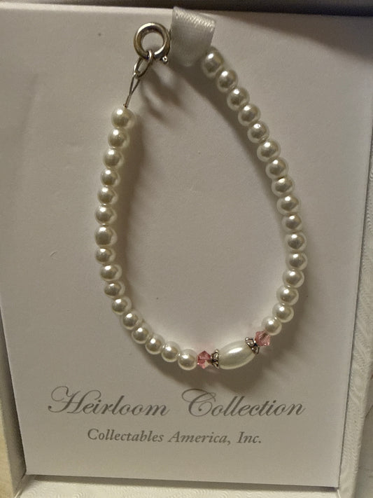 5"white pearl w/pink crys. CJ193