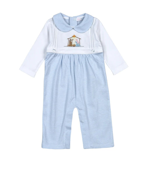 Blue Holy Night Emb. Romper
