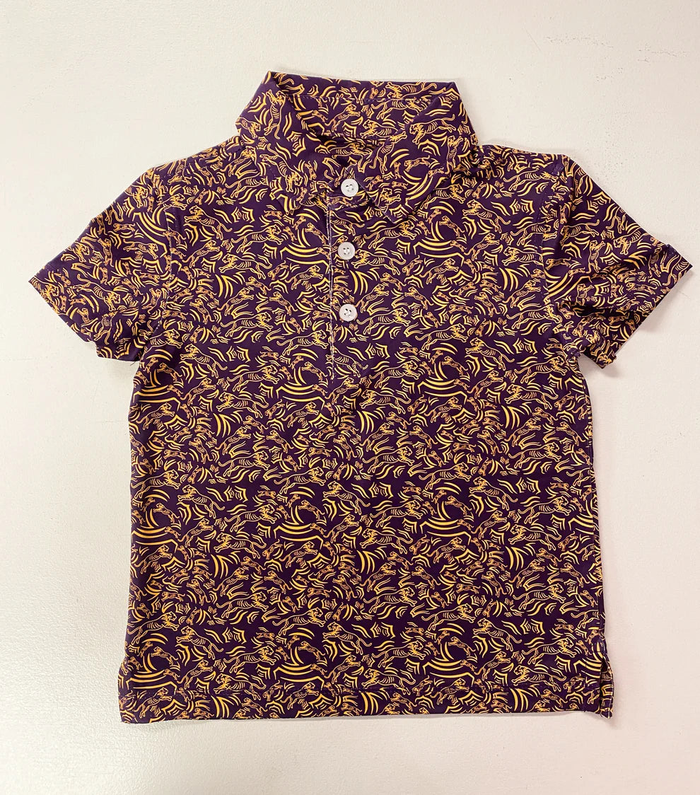 Purple/Gold Tiger polo