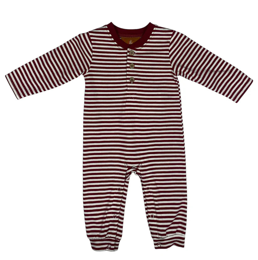 Easton Maroon Stripe Romper