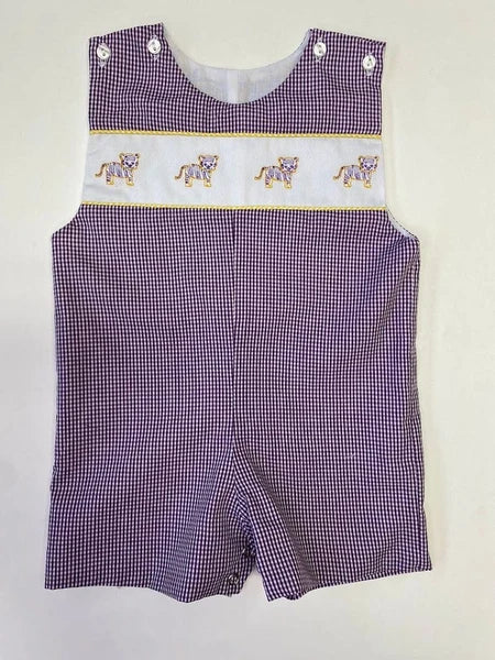 LSU Tiger Purple Gingham Shortall