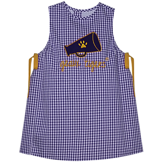 Purple/Gold Megaphone Applique Dress