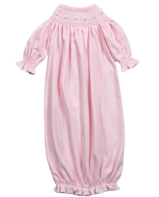 Sally White/Pink Smocked Gown
