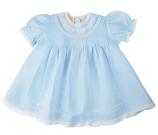 Blue Lace Trim EMB Slip Dress