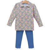 Floral 1/4 Zip Pullover Set