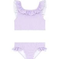 Lavender Stripe Ruffle Swimsuit